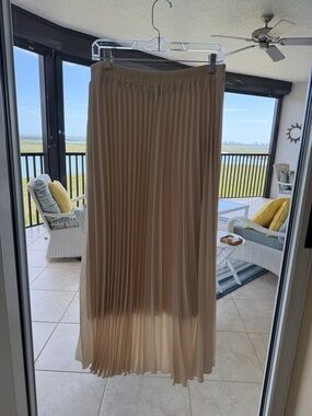 Saks Fifth Avenue Beige Pleated Maxi Skirt